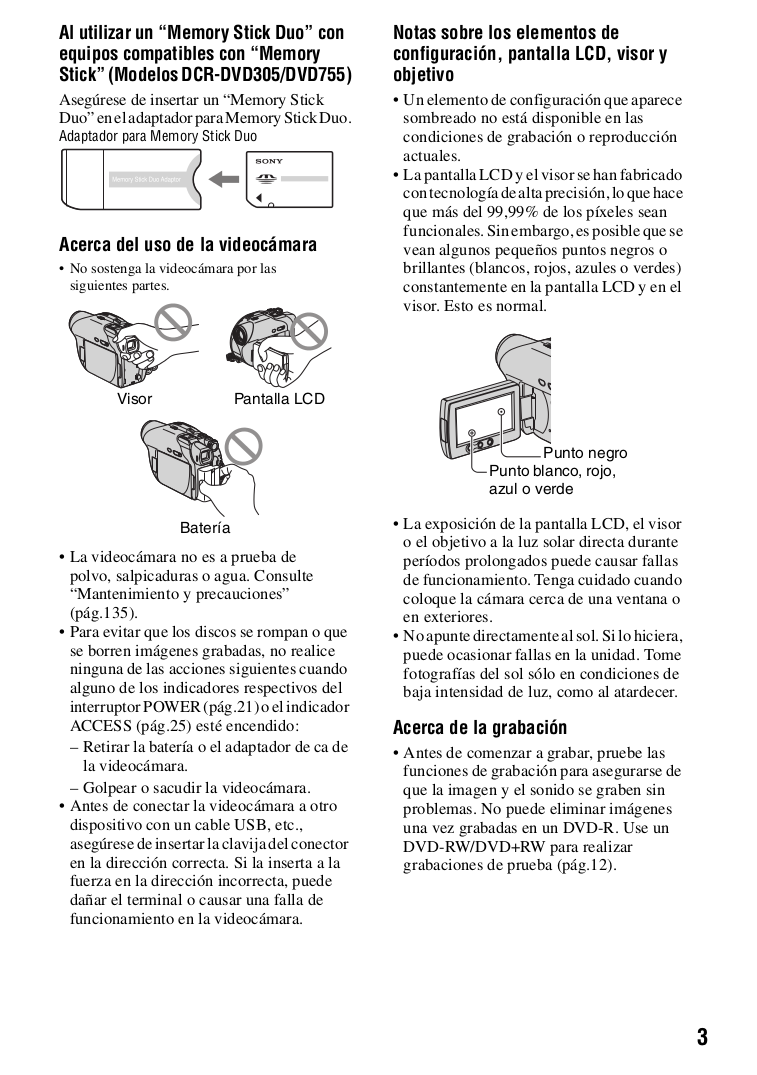 PDF manual for Sony Camcorders Handycam DCRDVD108